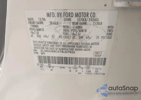 2007 Lincoln Mkx from USA, damaged, VIN 2LMDU68C57BJ07822